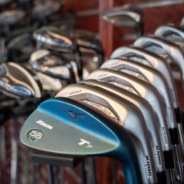 golf clubs in golf shop